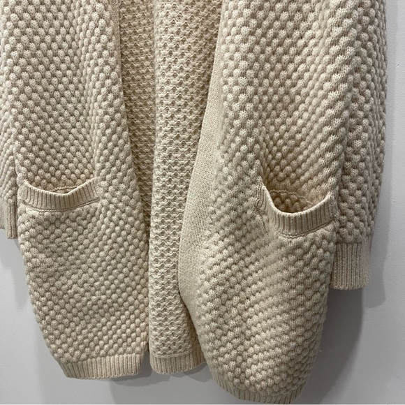 Vince Honeycomb Longline Cardigan Chunky Knit in Winter White Small Yak Wool - Picture 8 of 10